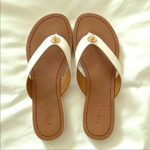 EUC Coach White Leather sandals Size 37.5